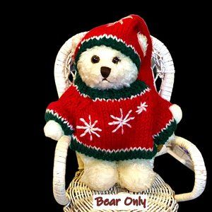 Vintage Mervyn's 2001 Christmas 7" Ted Bear in Stocking Cap Stuffed Animal Plush